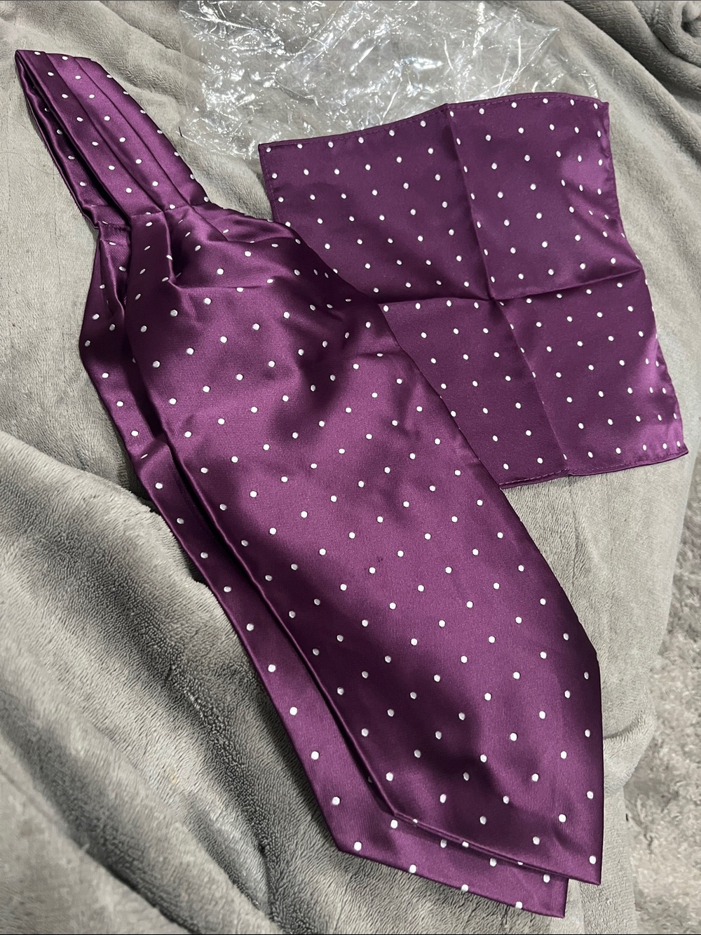 Source Unknown Purple Polka Dot Tie and Pocket Square Set